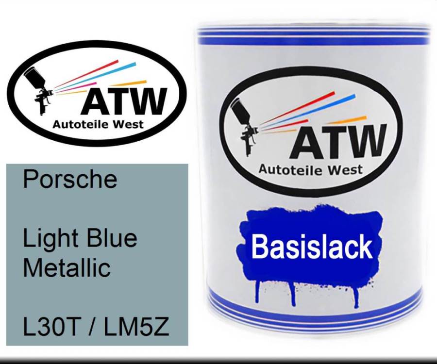Porsche, Light Blue Metallic, L30T / LM5Z: 1L Lackdose, von ATW Autoteile West.